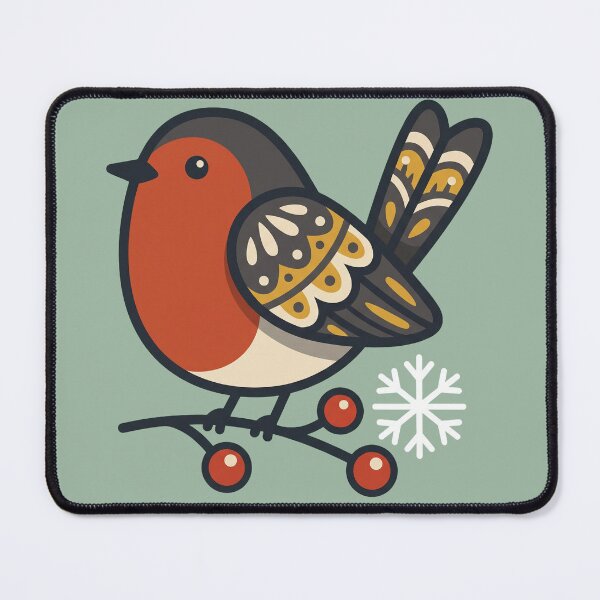 Item preview, Nordic Folk Robin with Berries and Snowflake designed and sold by Rariks.
