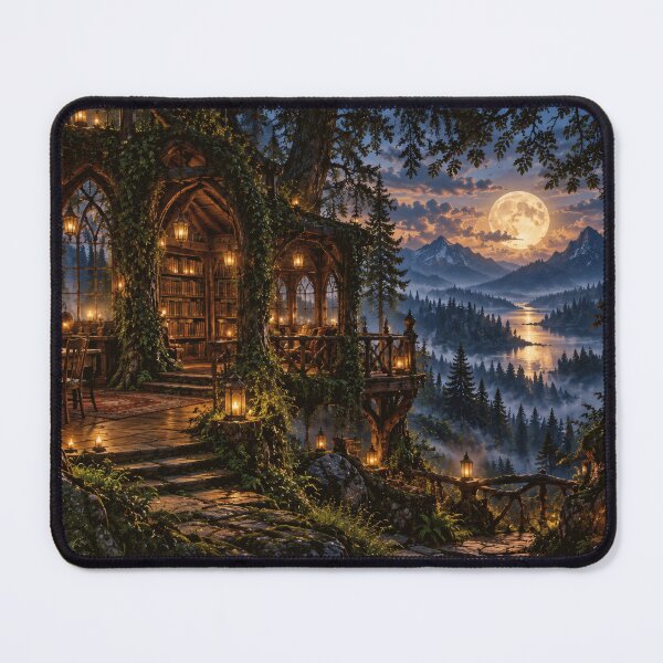 Item preview, Mystical forest library at dusk designed and sold by Kraftbaum.