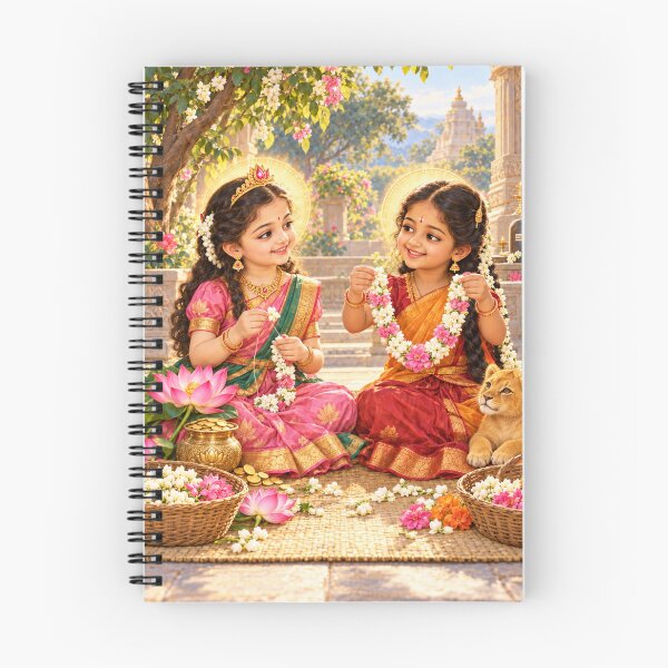Item preview, Bala Lakshmi and Bala Parvati Making Flower Garlands designed and sold by Homyar.