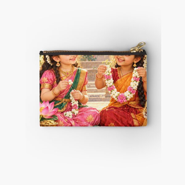Item preview, Bala Lakshmi and Bala Parvati Making Flower Garlands designed and sold by Homyar.