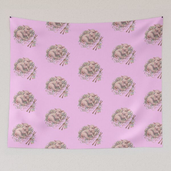 Item preview, Cute Lamb Sleeping in Pastel Knitting Yarn designed and sold by Merli7.