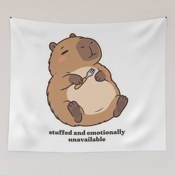 Item preview, Stuffed Capybara in a Thanksgiving Food Coma designed and sold by OuqCreations.