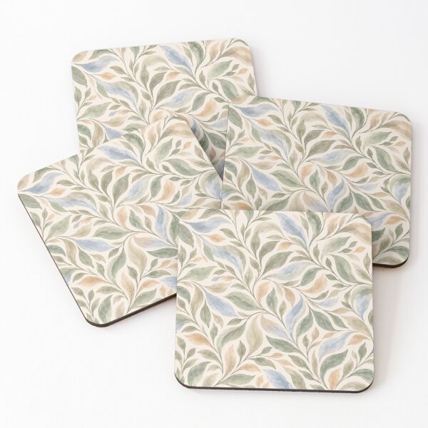 Aperçu de l'œuvre Pastel Sage & Blue Leaves – Watercolor Botanical Pattern créée et vendue par HO•Designs.