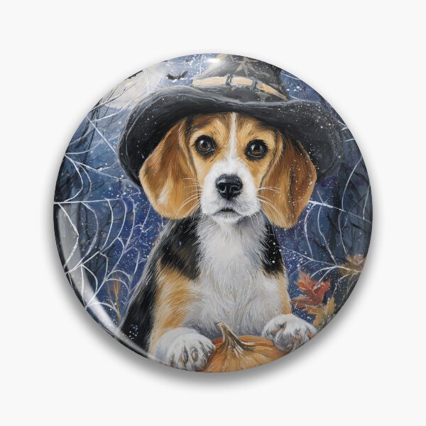 Item preview,  Halloween American English Foxhound Puppy with Pumpkin – Witch Dog Art designed and sold by elisarasada.