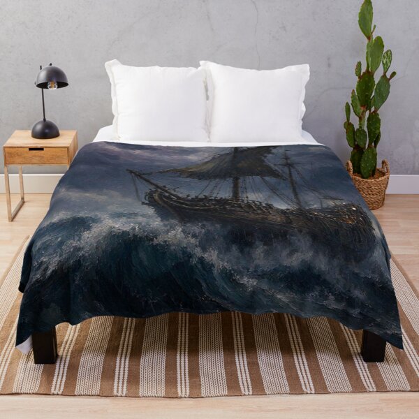 Item preview, Ghost Ship in Stormy Moonlight - Dark Moody Seascape designed and sold by ShieldRockPrints.
