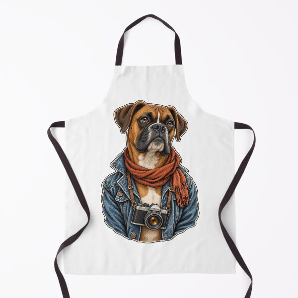 Item preview, Boxer Dog with Vintage Camera designed and sold by PlanetPiperArt.