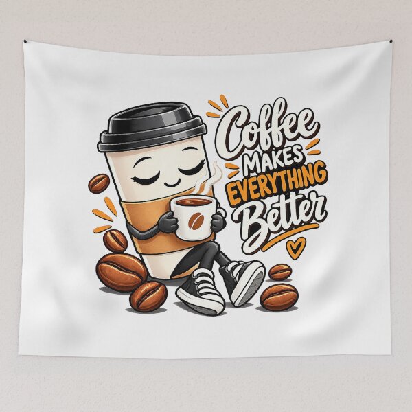 Item preview, Coffee Makes Everything Better – Cute Coffee Cup Character Lover Gift designed and sold by HSE1.