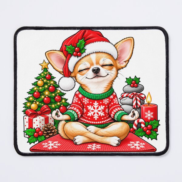 Item preview, Chihuahua Meditation Yoga style Dog Christmas designed and sold by teesterra.