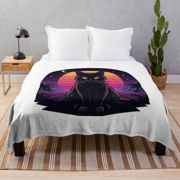 Item preview, Synthwave Black Cat Moon Retro Sunset designed and sold by PrintforDesign.