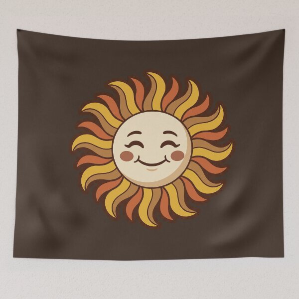 Item preview, Retro Sun Face with 70s Groovy Rays designed and sold by Rariks.