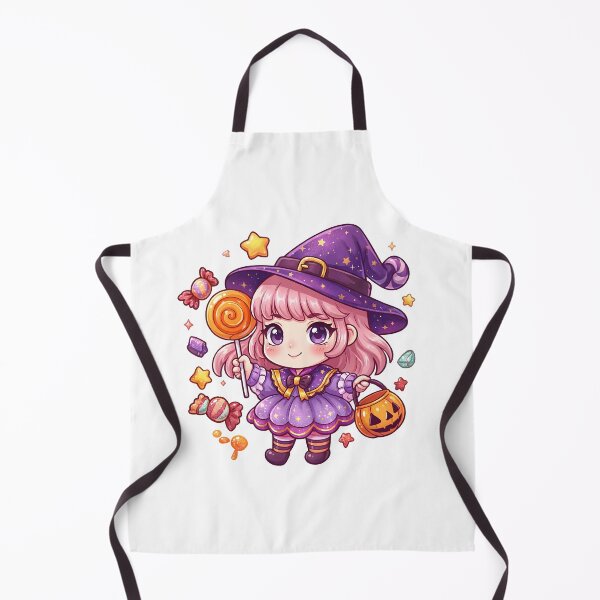 Item preview, Cute Chibi Witch Halloween Design with Candy & Pumpkin designed and sold by SideKickCreates.