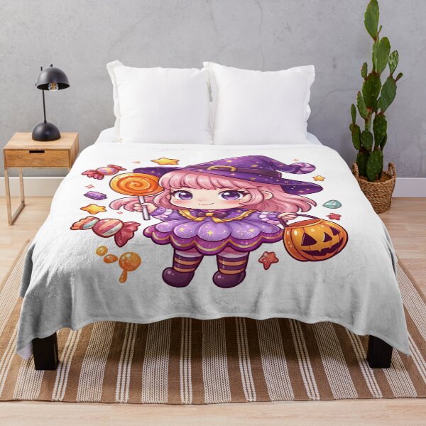 Item preview, Cute Chibi Witch Halloween Design with Candy & Pumpkin designed and sold by SideKickCreates.