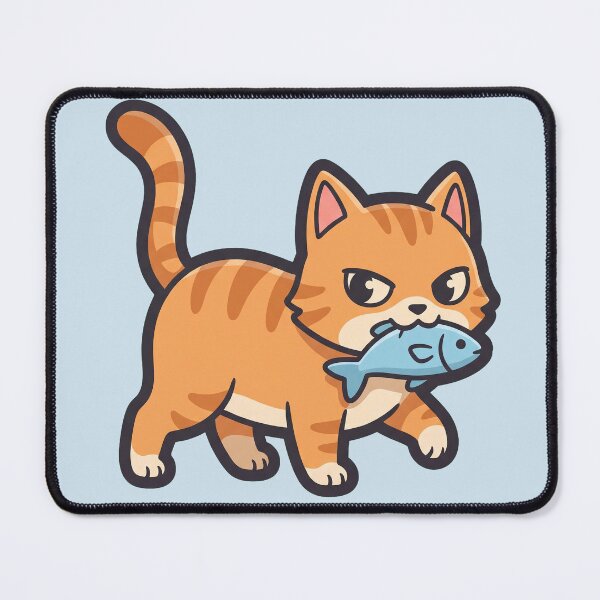 Item preview, Sneaky Cat Fish Thief Kawaii Ginger Cat designed and sold by Rariks.