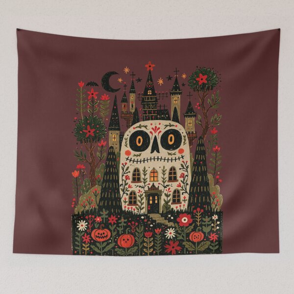 Item preview, Spooky Skull House in a Magical Halloween Garden designed and sold by MythicMood.