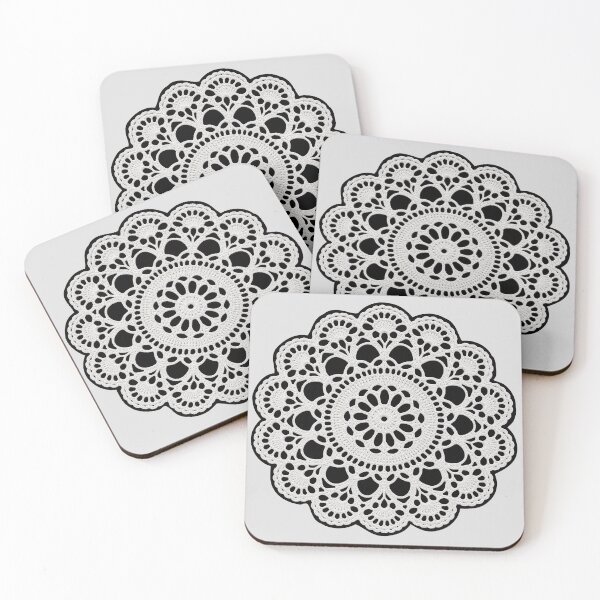 Item preview, Tapete de encaje blanco con estilo retro sobre fondo gris claro con formas de mandala. designed and sold by Shapes-Mania.
