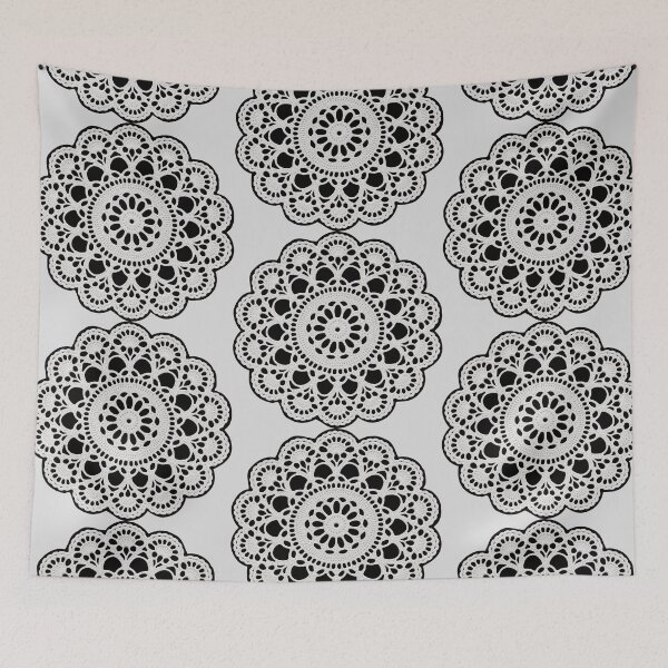 Item preview, White Lace Doily Retro Vibes on Light Grey Mandala Shapes Mania designed and sold by Shapes-Mania.
