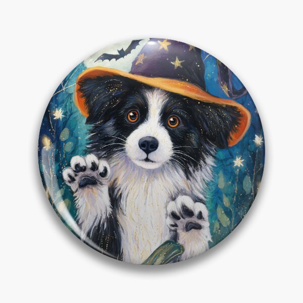 Item preview,  Halloween Border Collie Puppy with Pumpkin – Witch Hat Herding Dog Art designed and sold by elisarasada.