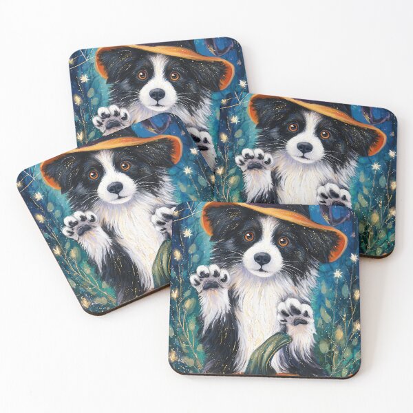 Item preview,  Halloween Border Collie Puppy with Pumpkin – Witch Hat Herding Dog Art designed and sold by elisarasada.