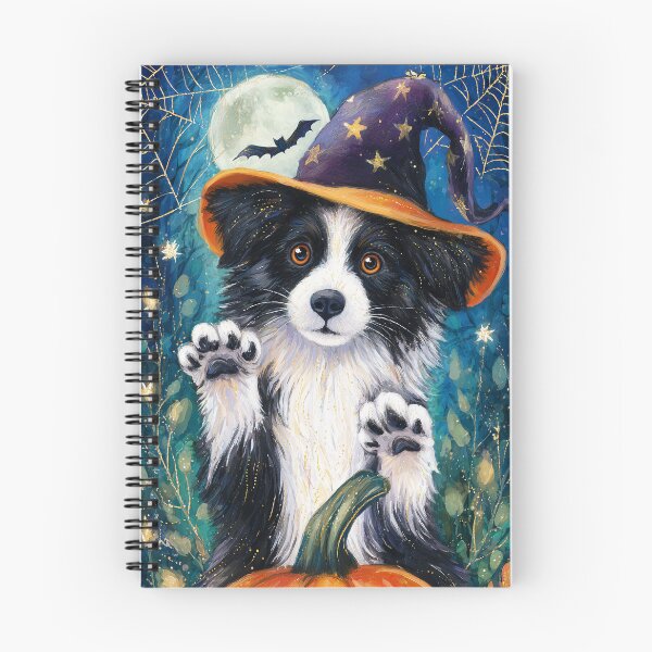Item preview,  Halloween Border Collie Puppy with Pumpkin – Witch Hat Herding Dog Art designed and sold by elisarasada.