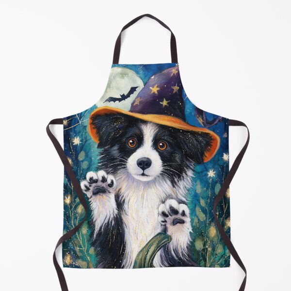 Item preview, Halloween Border Collie Puppy with Pumpkin – Witch Hat Herding Dog Art designed and sold by elisarasada.