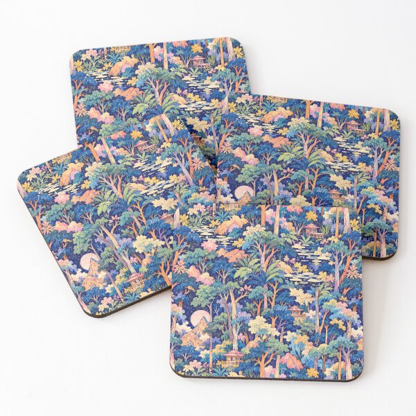 Item preview, Hidden Moonlit Pavilion – Enchanted East Asian Forest Pattern designed and sold by Bodique.