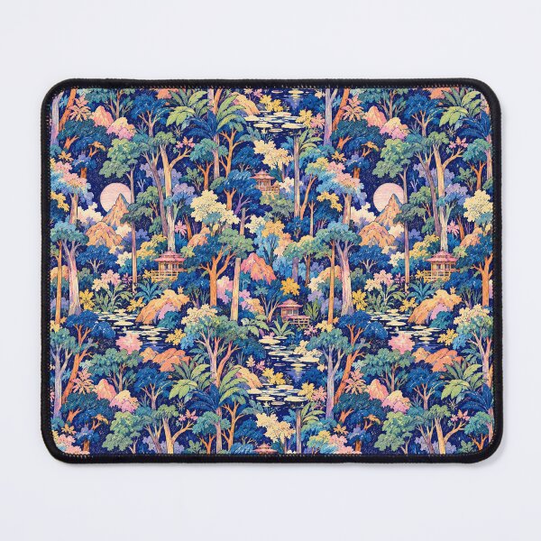 Item preview, Hidden Moonlit Pavilion – Enchanted East Asian Forest Pattern designed and sold by Bodique.