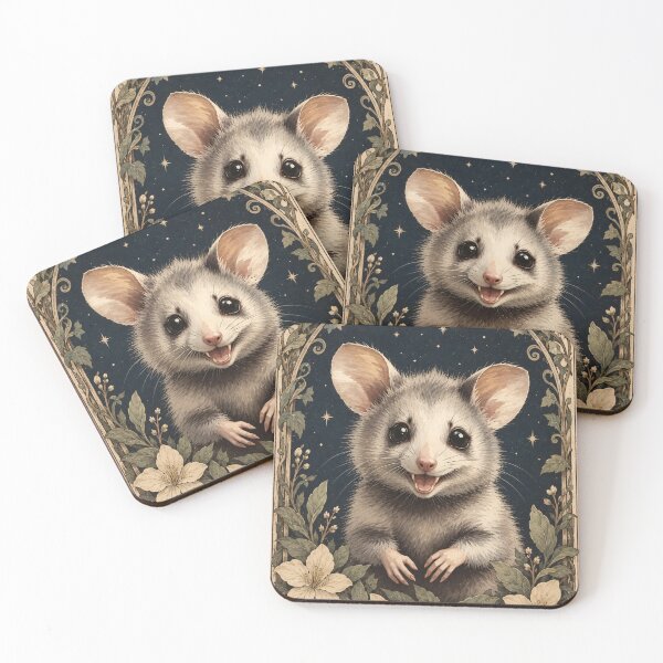 Item preview, Adorable Baby Opossum- Botanical Art Nouveau Watercolor designed and sold by Lady-K-.