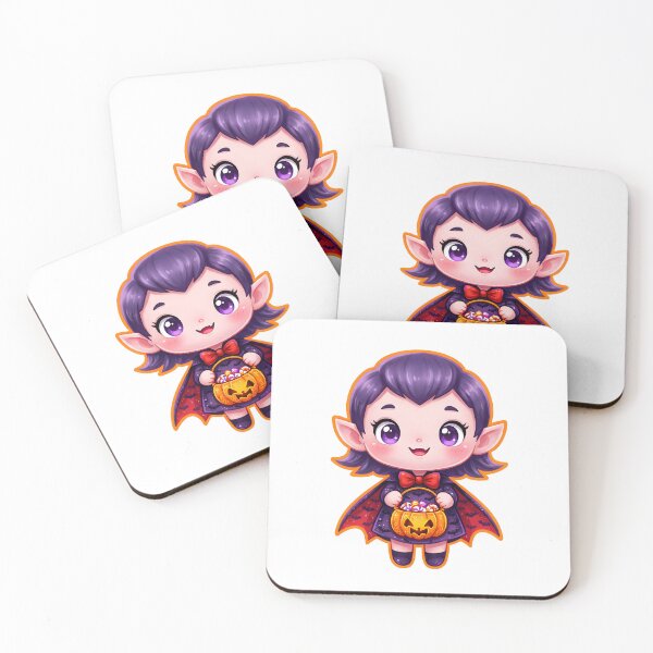 Item preview, Kawaii Vampire Girl with Pumpkin – Spooky Cute Halloween Gift designed and sold by SideKickCreates.
