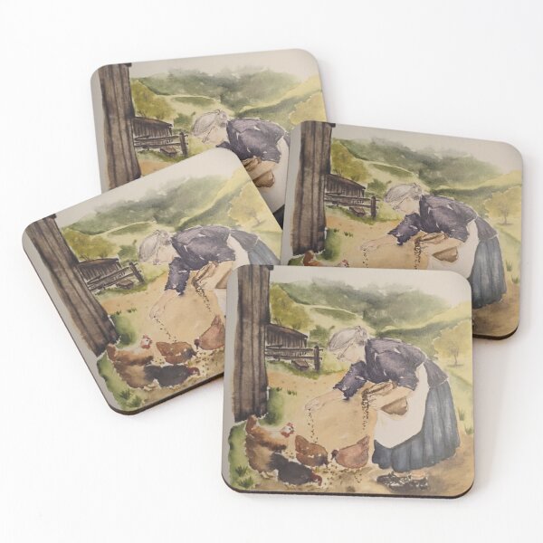 Item preview, Alimentando a las gallinas designed and sold by Janie Farist Watercolor.
