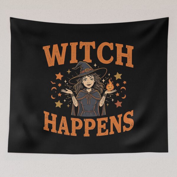 Artikelvorschau, Witch Happens - Funny Halloween Witchy Pun Humor entworfen und verkauft von Lucid Dream Pixel.