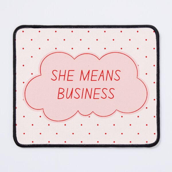 Item preview, She Means Business Feminine Empowerment Pink Polka Dot Vintage Aesthetic | She Means Business Coquette Girl Boss Design | She Means Business Women Empowerment Retro Typography designed and sold by LitzoyGlobeArt.