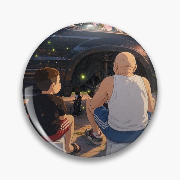 Item preview, Grandfather and Grandson Fixing a Tire at Sunset designed and sold by RithPix.