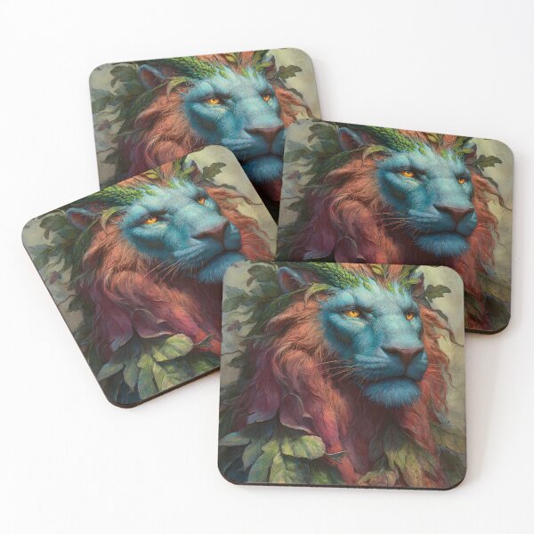 Item preview, Majestic Lion with Vibrant Leafy Mane and Colors designed and sold by Artessie.