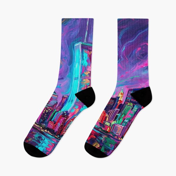 Item preview, Neon Skyline | Expressive NYC Twin Towers & Liberty designed and sold by CleverCulture.