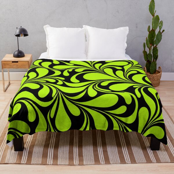 Aperçu de l'œuvre Lime Green & Black Swirls – Bold Abstract Pattern créée et vendue par HO•Designs.