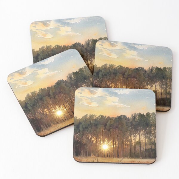 Item preview, Sunset Through Forest Trees —digital  Watercolor Landscape Art from real photography designed and sold by M.ALK.Watercolor.