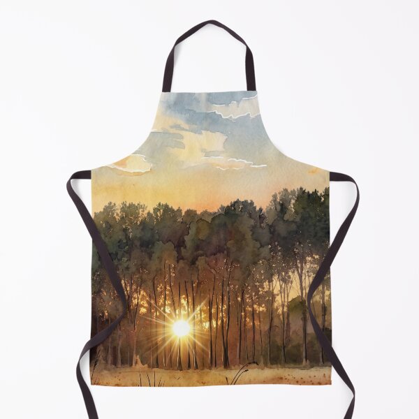 Item preview, Sunset Through Forest Trees —digital Watercolor Landscape Art from real photography designed and sold by M.ALK.Watercolor.