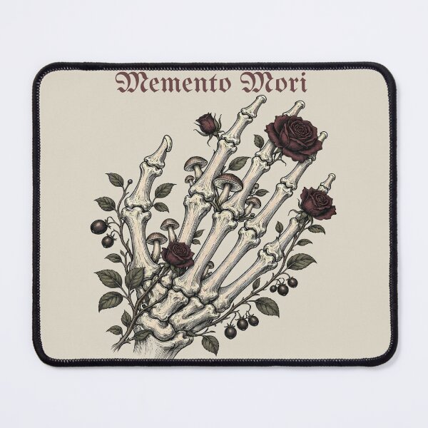 Item preview, Memento Mori Skeleton Hand with Roses and Mushrooms designed and sold by CraftyValley.