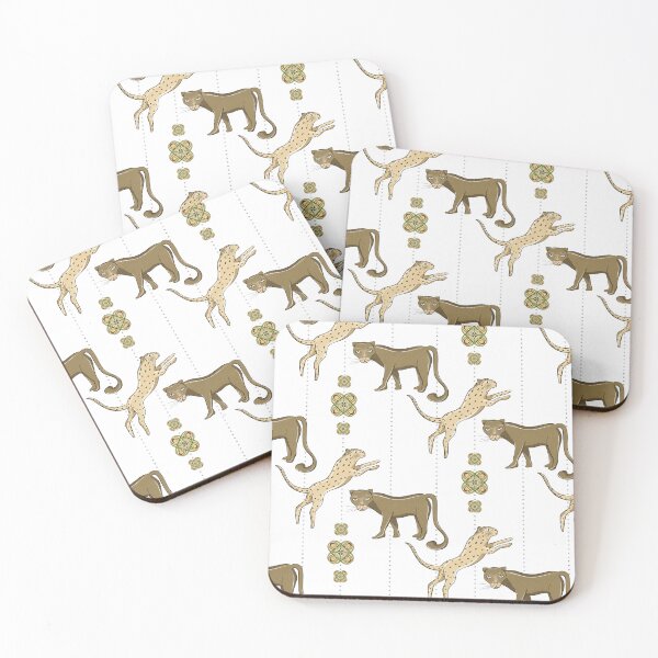Item preview, Minimalist Wild Big Cats Pattern - Elegant Neutral Cheetah & Panther Illustration designed and sold by Fiorart Studio .