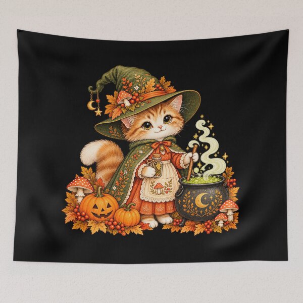Item preview, Cozy Halloween Cat Witch designed and sold by KMGalleria.