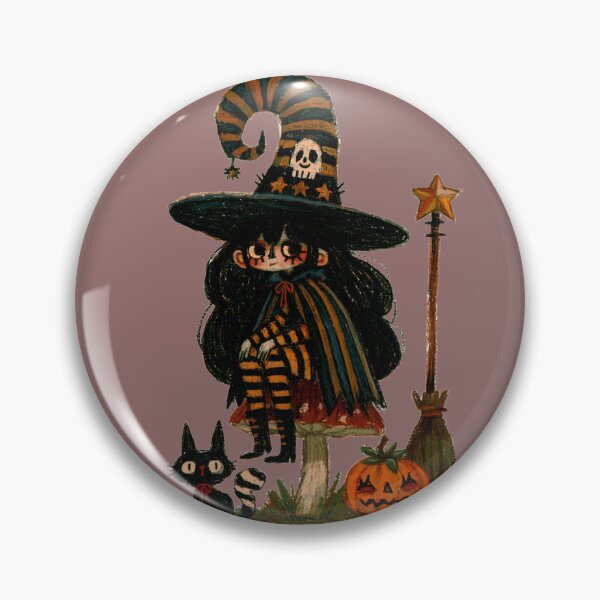 Item preview, Vintage Halloween Witch with Black Cat and Pumpkin  designed and sold by MythicMood.