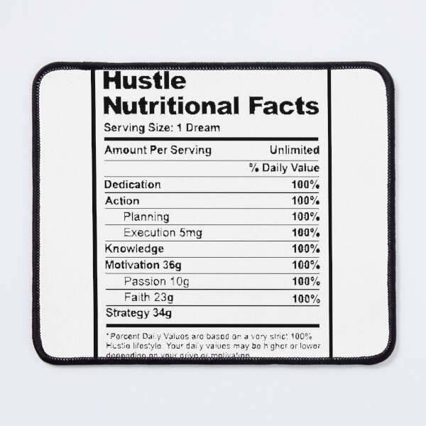 Item preview, Hustle Nutritional Facts Funny Motivational Fitness Design designed and sold by OneCuriousFox.