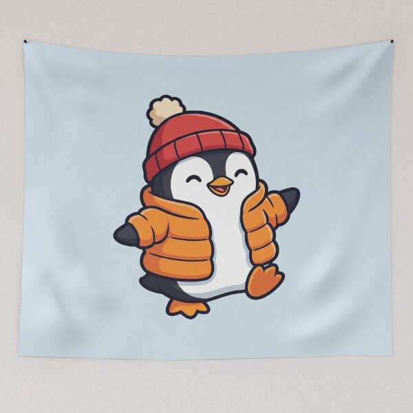 Item preview, Cozy Penguin in Puffer Jacket and Beanie designed and sold by Rariks.