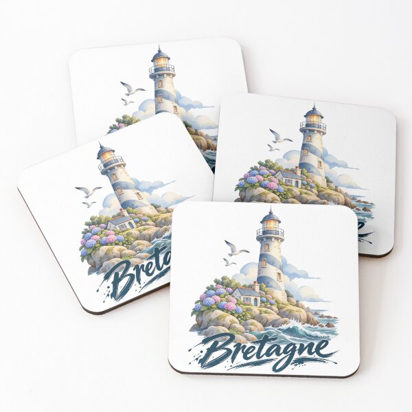 Item preview, Brittany Coastal Lighthouse – Watercolor Seascape designed and sold by Art of Sun.