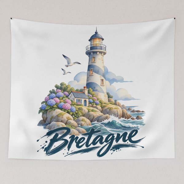 Item preview, Brittany Coastal Lighthouse – Watercolor Seascape designed and sold by Art of Sun.
