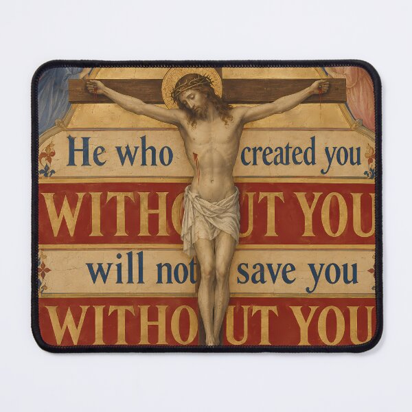 Item preview, Christ Crucifixion Vintage Christian Art – Saint Augustine Quote, Medieval Sacred Artwork designed and sold by Crux Fidelis.