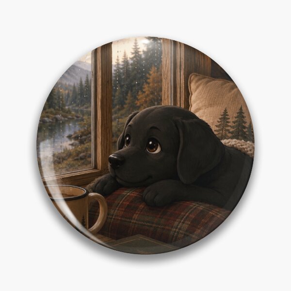 Item preview, Black Labrador Puppy in his Cabin - Rainy Day and Blanket designed and sold by Goodthingstree.
