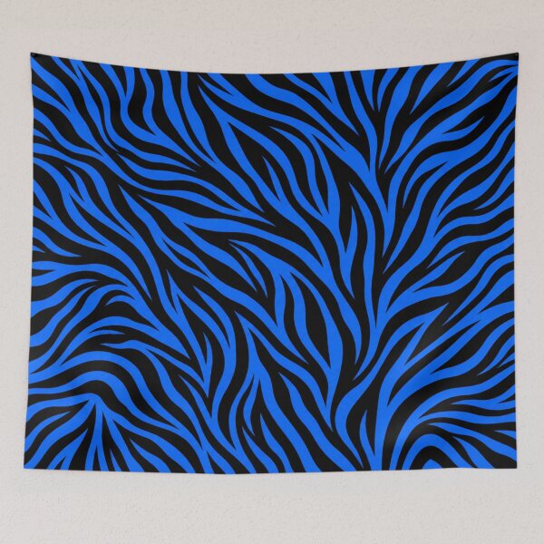 Aperçu de l'œuvre Electric Blue Zebra – Bold Black Animal Print Pattern créée et vendue par HO•Designs.