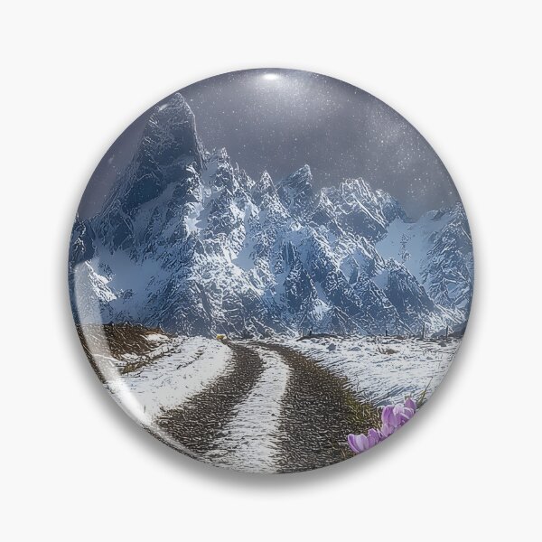 Item preview, Serene Mountain Landscape with Vibrant Spring Flowers designed and sold by Artessie.