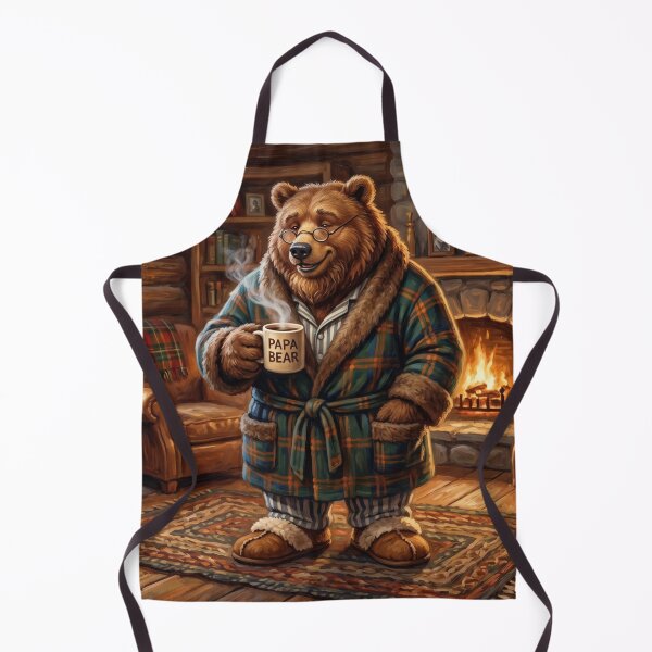 Item preview, Cute Cottagecore Papa Bear Coffee Morning Cabin Hearth Illustration designed and sold by Englandbear.